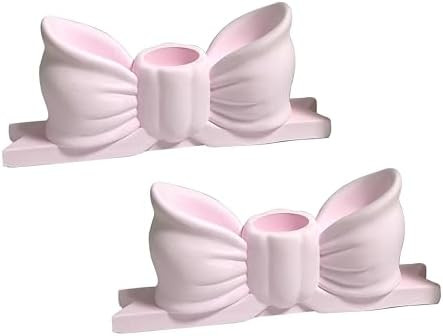 Candle Holder Set of 2, Bow Candlestick Holders Fit 0.59 Inch Candles, Gypsum Candelabra Decorati... | Amazon (US)