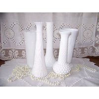 Vintage White Milk Glass Vases | Lot Of 5Vintage Wedding Table Decor.vintage Engagement Party Annive | Etsy (US)