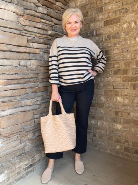 Wearing Small sweater, 4 jeans
Fall outfit
Jeans
Sweater
Tote bag
Slides 
Petite 
Teacher outfit
Target


#LTKitbag #LTKover40 #LTKfindsunder100