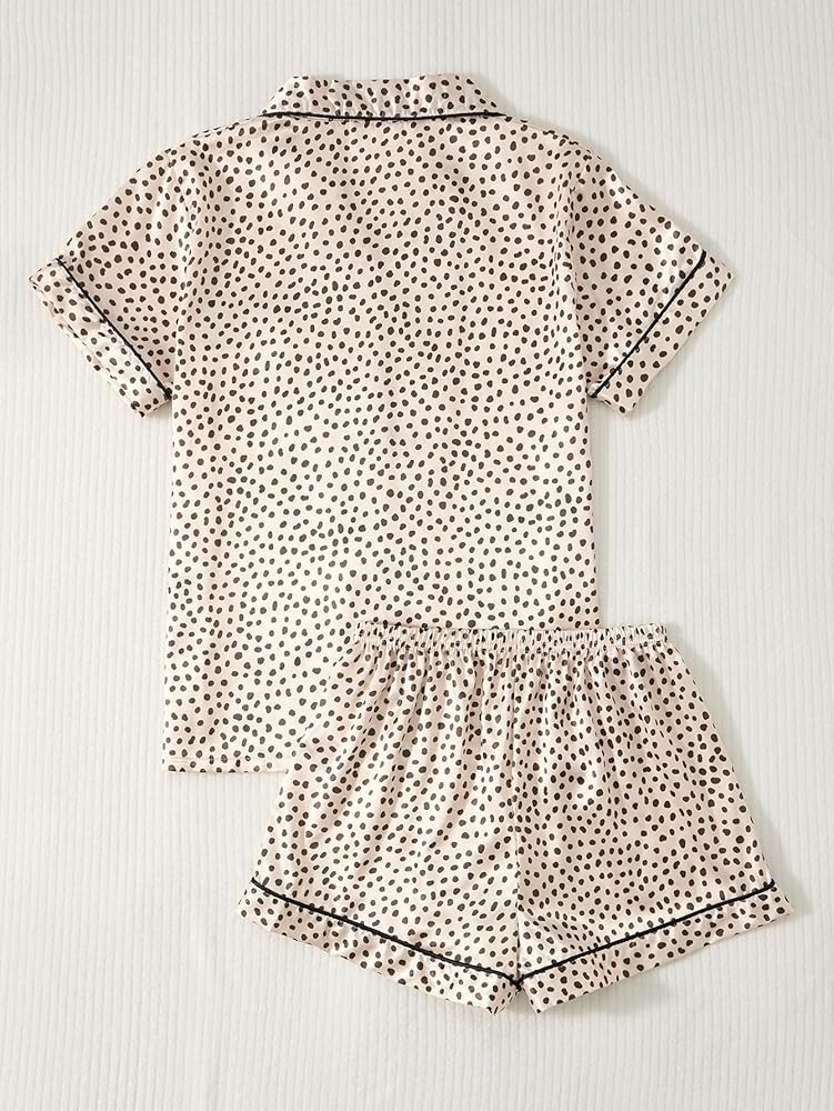 Women's 2 Piece Pajama Set Summer Pajamas Simple Pjs Sets Sleepwear Button Up Lounge Sets Brown a... | Amazon (US)