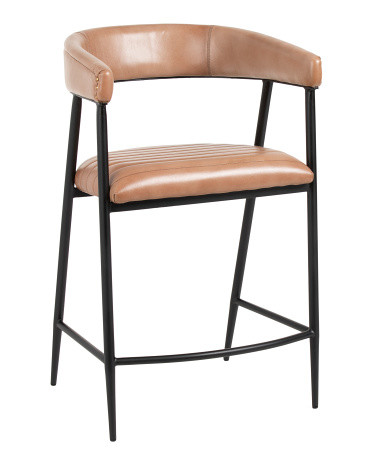 22x37 Top Grain Leather And Iron Preston Counter Stool | TJ Maxx