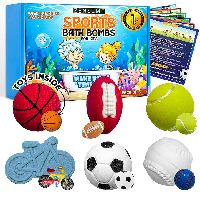 Bath Bombs with Toys Inside W/Flash Cards and Stickers - Bath Bombs for Kids - Gift Set of 6 Scen... | Amazon (US)