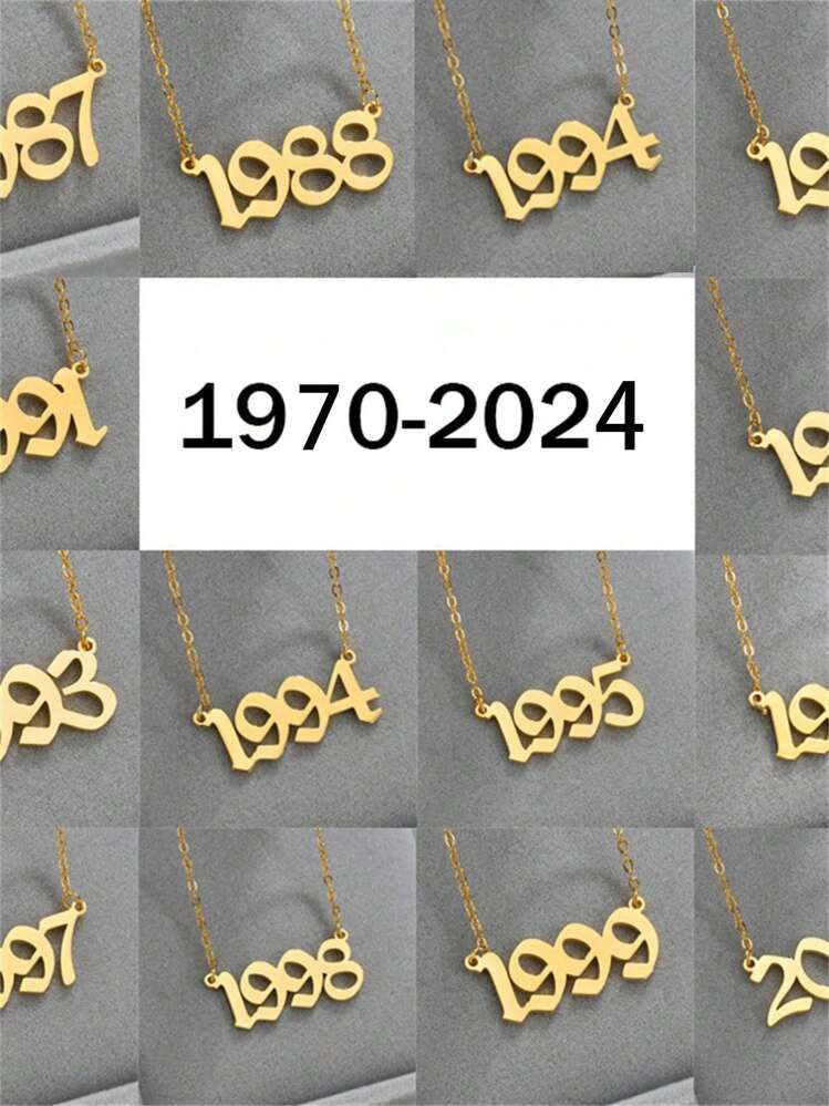 1pc Date Of Birth, Date Of Anniversary Fashion Retro Personality Stainless Steel Vintage Pendant ... | SHEIN