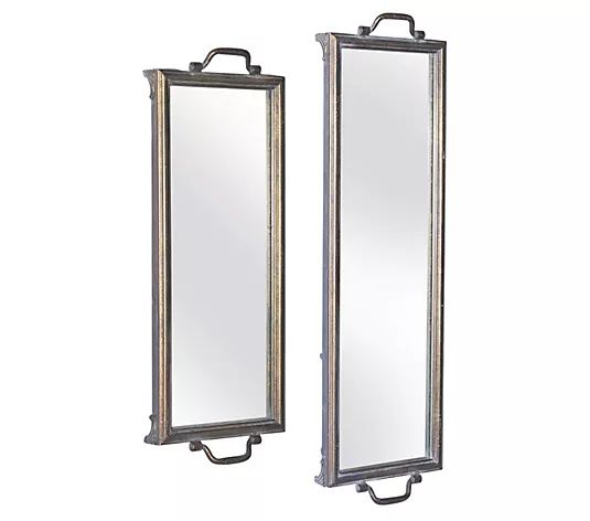 Melrose Antique Metal Mirror Tray (Set of 2) - QVC.com | QVC