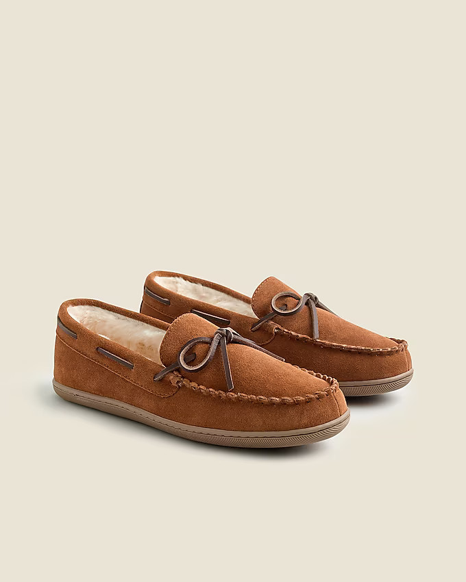 Sherpa-lined suede slippers | J. Crew US