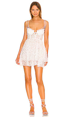 For Love & Lemons Tatiana Mini Dress in White from Revolve.com | Revolve Clothing (Global)