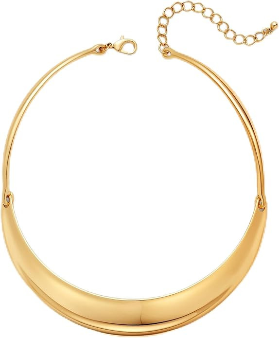 Chunky Gold Choker Collar Necklace for women Trendy Adjustable Gold Choker Necklace Statement Jew... | Amazon (US)
