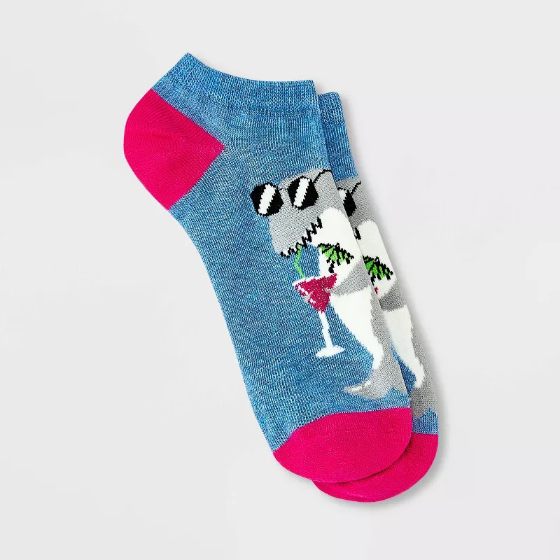 Women's Shark in Sunglasses Low Cut Socks - Xhilaration™ Blue 4-10 | Target