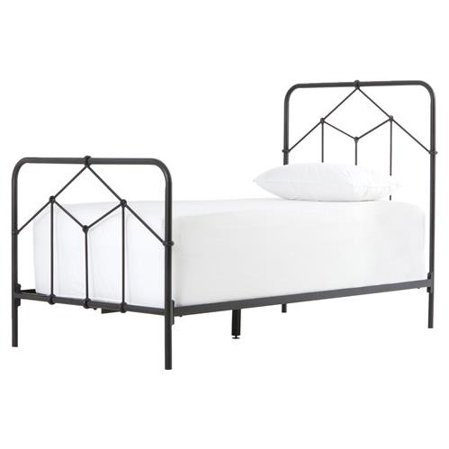 Saar Industrial Loft Black Geometric European Design Iron Bed - Twin | Kathy Kuo Home