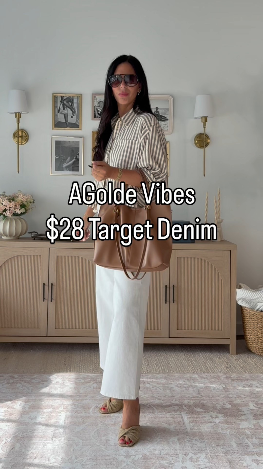 AGolde denim on a target budget. These $28 denim have been a staple in my closet. I Ken so many colors. This cream color has a chokehold on me and even heading into Fall months. 
Denim - size 4 (if between, size up) 
Tops are all a small  (striped top is a medium) 

#LTKFindsUnder50 #LTKU #LTKOver40 #LTKItBag #LTKWorkwear