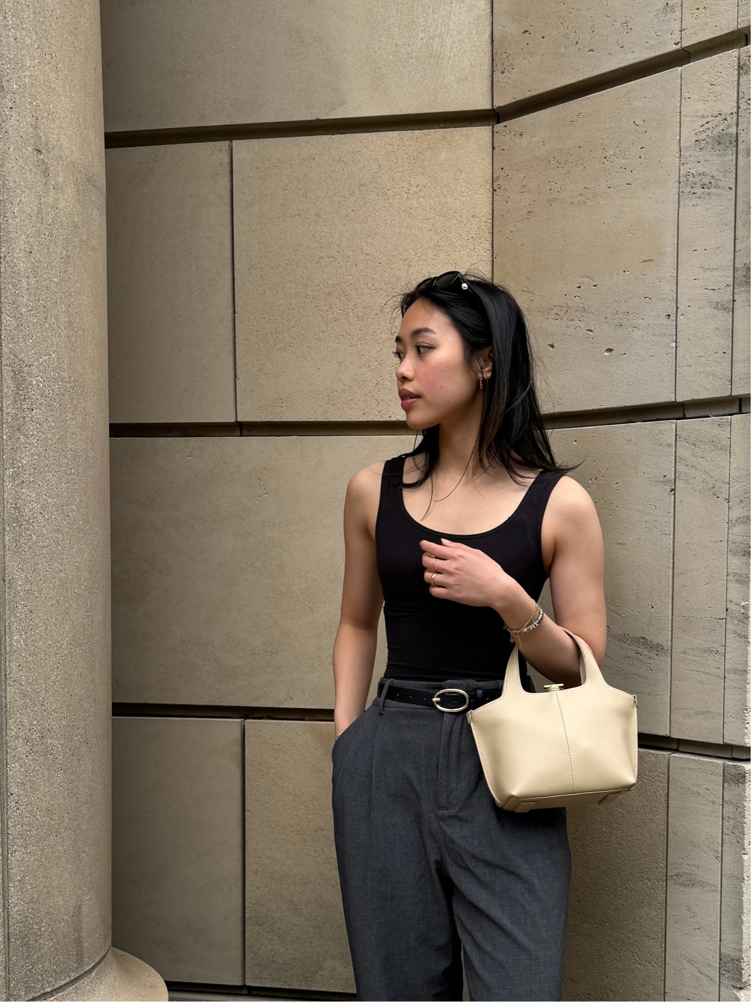 Elevated basic summer look. Tank top is from ShaperX (not available in LTK, linked a similar one from Mango), trousers are Uniqlo Wide Leg Pleated Pants, bag is the Panier petite bag from Atelier de Lumen (received from WConcept, color: egg beige), belt is from H&M

#LTKGiftGuide #LTKFindsUnder100 #LTKFindsUnder50