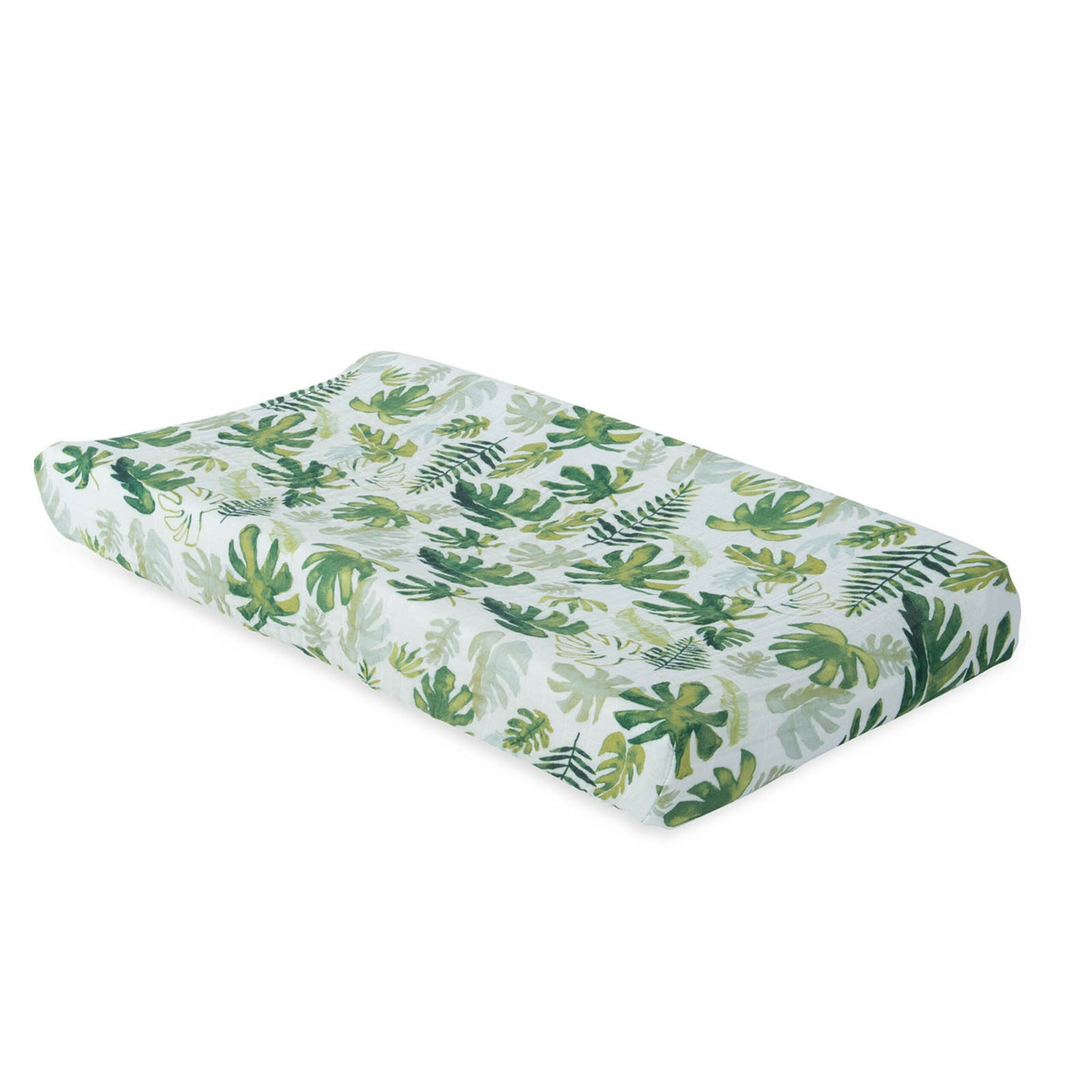 Muslin Changing Pad Cover, Tropical Leaf | SpearmintLOVE