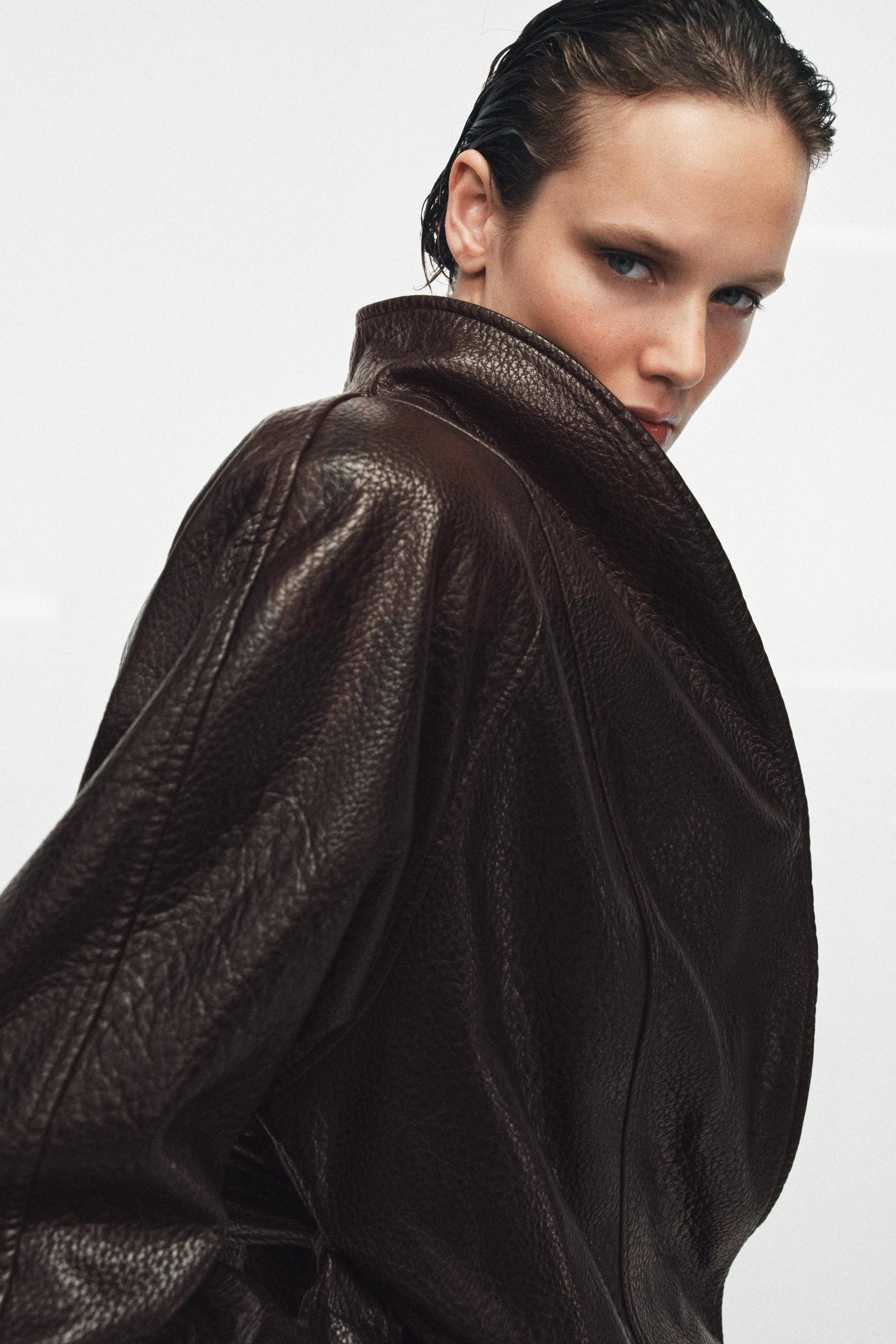 LEATHER EFFECT BELTED JACKET ZW COLLECTION | Zara AU