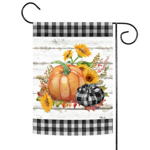 Orange and Black Rustic Pumpkins Halloween Outdoor Garden Flag 18" x 12.5 | Christmas Central