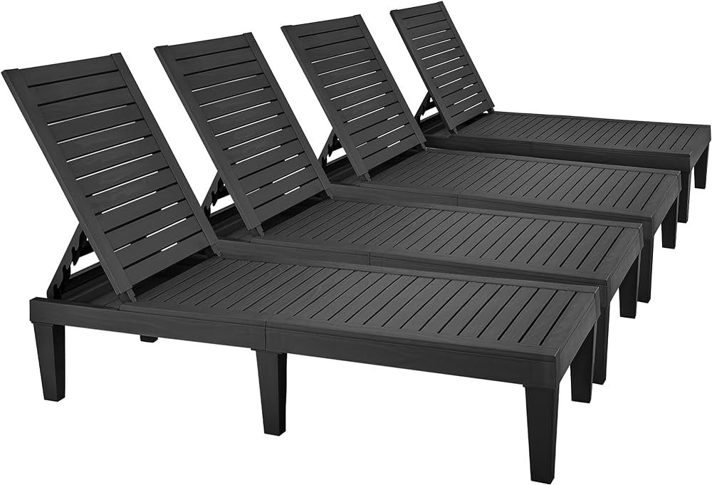 Amazon.com: YITAHOME Outdoor Chaise Lounge Chairs Set of 4 with Adjustable Backrest, Sturdy Loung... | Amazon (US)