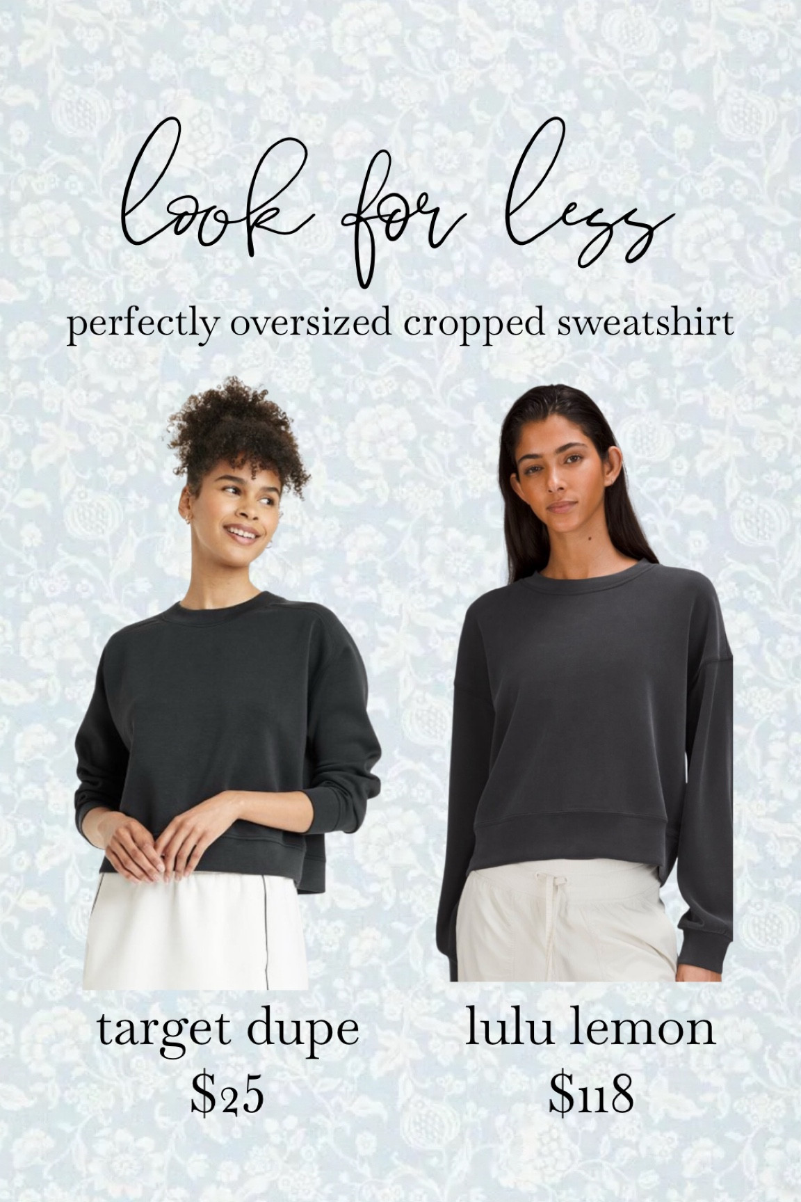 I just found the best athleisure cropped sweatshirt! It’s a perfect dupe that looks and feels just like the Lululemon one, but at a fraction of the cost. Super cute and comfy! It will be your go to sweatshirt to throw on for cool fall mornings, running errands, workouts, chilly nights, etc! It comes in a variety of great colors, from classic neutrals like this black to some fun, vibrant shades! Don’t miss out on this must-have staple!

#target #targetstyle #targetfinds #targetfashion #athletic #athleisure #lulu #lululemon #dupe #lookforless 

#LTKActive #LTKFitness #LTKFindsUnder50