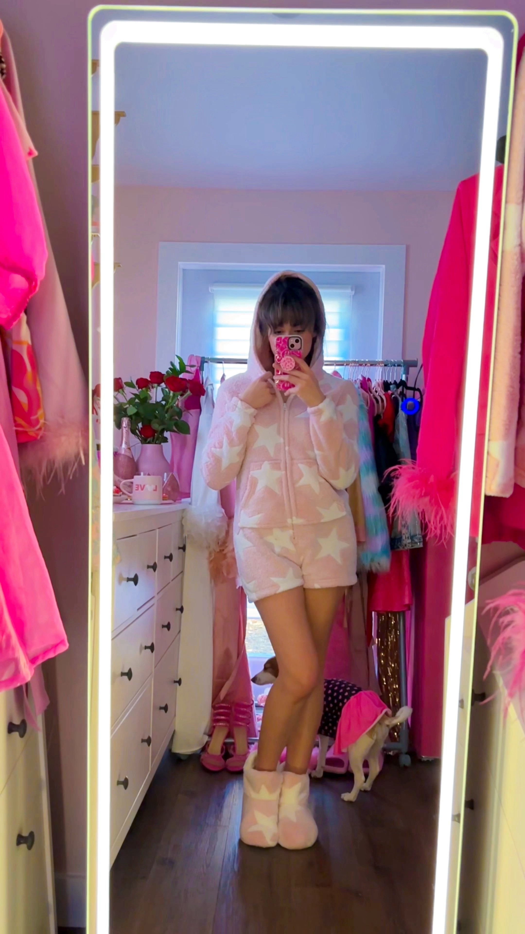 Valentine’s Day outfits: Cozy night in edit. Planning to avoid the crowds this V-Day and enjoy a chill evening at home with your significant other or besties? I’ve got you covered with my favorite comfort items. Including this adorable and snuggly pink with white stars romper onesie or two piece set with soft pajama pants and warm hoodie sweatshirt. Have the cutest Netflix and chill night with these super sweet sets. 
Plus I’ve included some warm blankets, chill wine 🍷, fluffy stuffy teddy bears 🧸, and movies to make the night extra special  #LTKMostLoved

#LTKhome #LTKVideo
