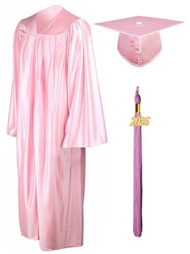 GraduationMall Shiny Graduation Cap and Gown with 2026 Tassel for High School and Bachelor Pink 51(5'6"-5'8") | Amazon (US)