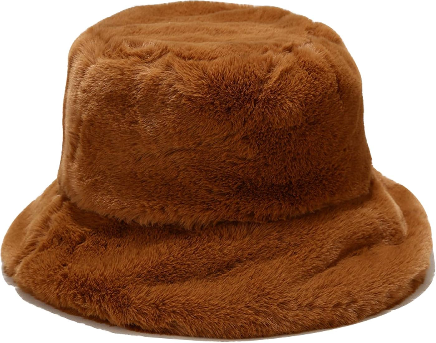 Umeepar Winter Faux Fur Fuzzy Bucket Hat Fluffy Warm Hat for Women Men | Amazon (US)