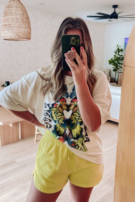What I wore working from home today!!! Target graphic tee size small - super oversized. In looooove with this! So comfy. // shorts size S - these are SO SOFT!!! The perfect lounge at home shorts - trust me!!! I want every color! // 