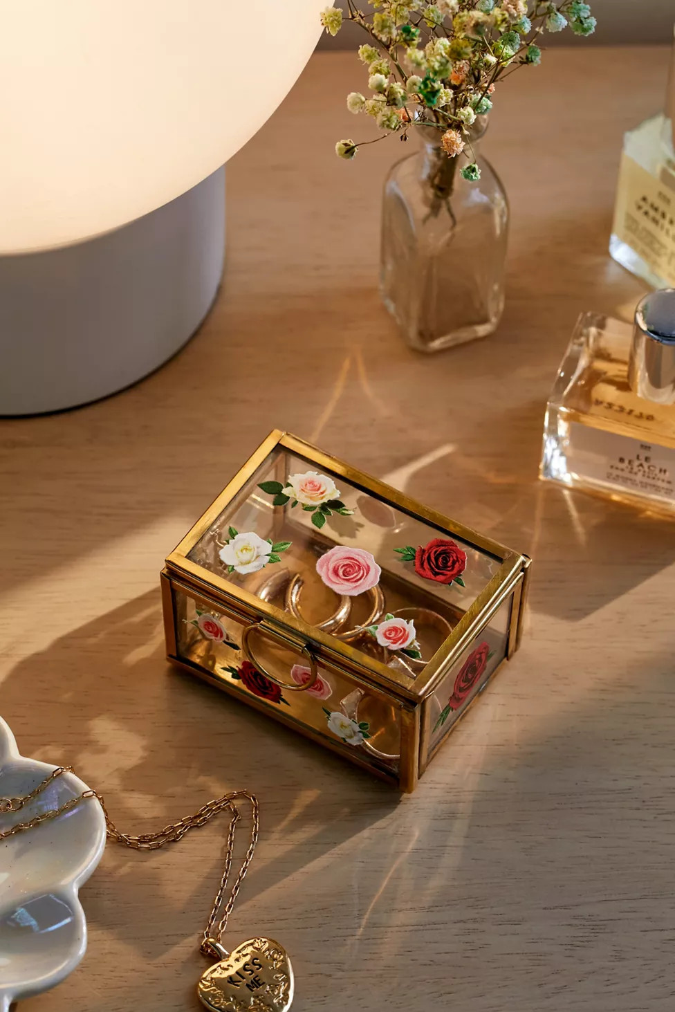 Small Floral Glass Trinket Box | Urban Outfitters (US and RoW)