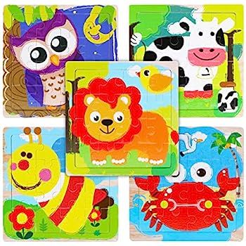 Wooden Jigsaw Puzzles Set for Kids Age 2 3 4 Year Old, WOOD CITY Animal Toddler Puzzles 16 Pieces... | Amazon (US)