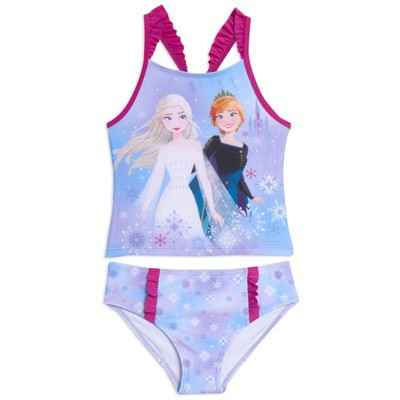 Disney Frozen Elsa Princess Anna Toddler Girls Tankini Top and Bikini Bottom Swim Set Purple 3T | Target