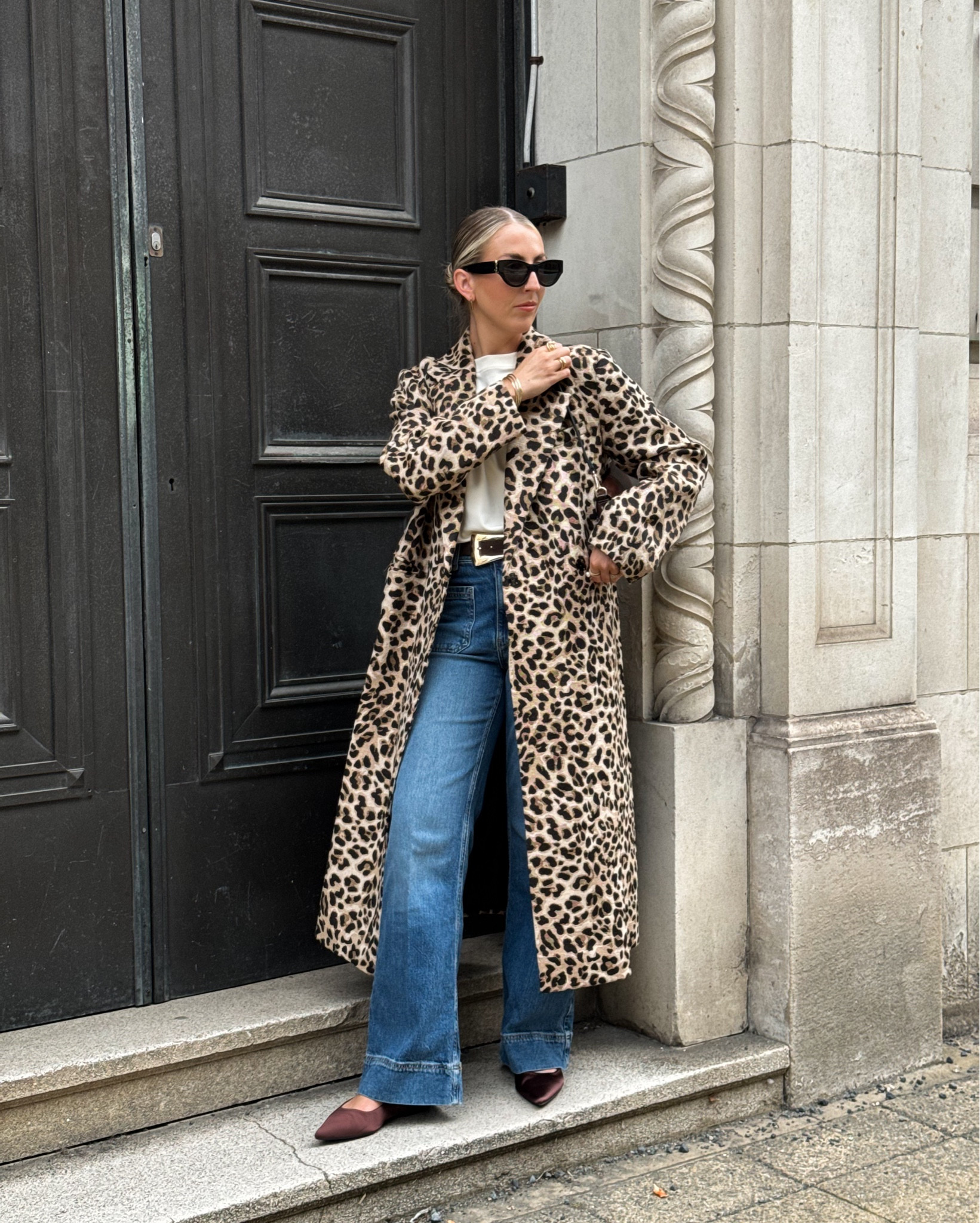 Autumn outfit, Casual outfit inspiration,  River Island outfit, Leopard print jacket, Wide leg jeans, Ballet flats, Shoulder bag, Jeans, Transitional outfit 

#LTKautumn #LTKuk #FashionMonth