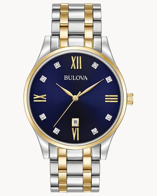 Bulova Classic  Men's Diamond Gold Two-Tone Blue Dial Watch | Bulova | Bulova