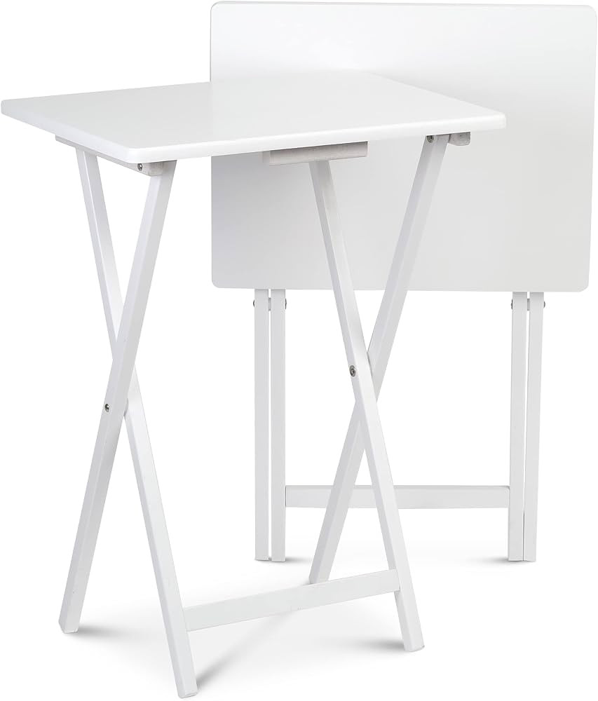 PJ Wood Folding TV Tray & Snack Table Set of 2 - White | Amazon (US)