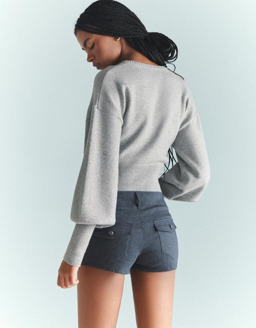 Fitted ribbed cardigan - Women | Bershka GB