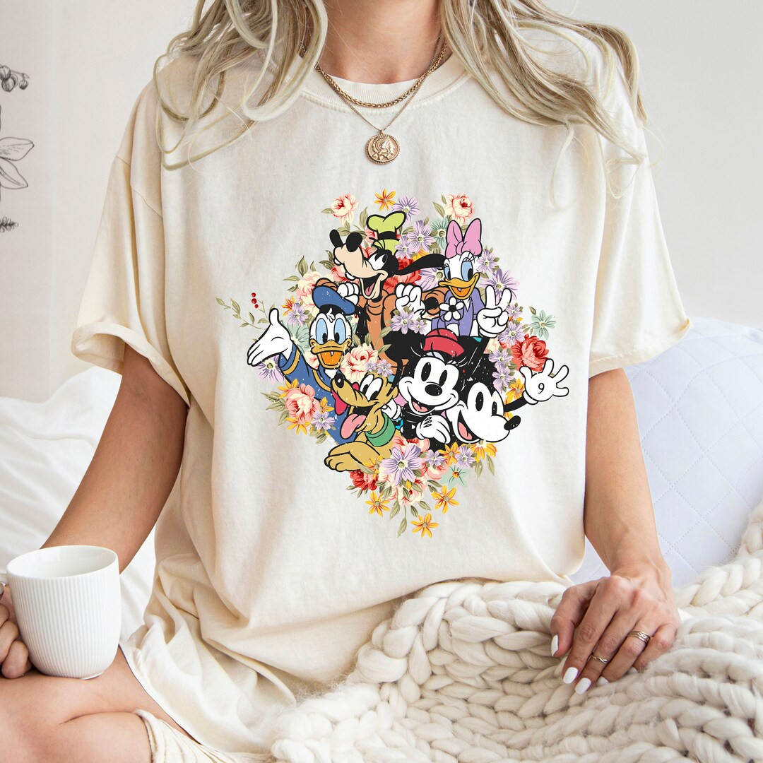 Comfort Colors® Disney Flower Garden Shirt, Vintage Flower Mickey Mouse T-shirt, Mickey and Frie... | Etsy (US)