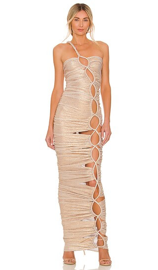Butterfly Gold Dress in Beige | Revolve Clothing (Global)