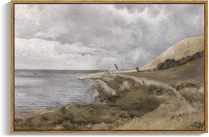 InSimSea Framed Landscape Canvas Wall Art | Coastal Wall Art | Seaside Vinage Painting Wall Decor... | Amazon (US)