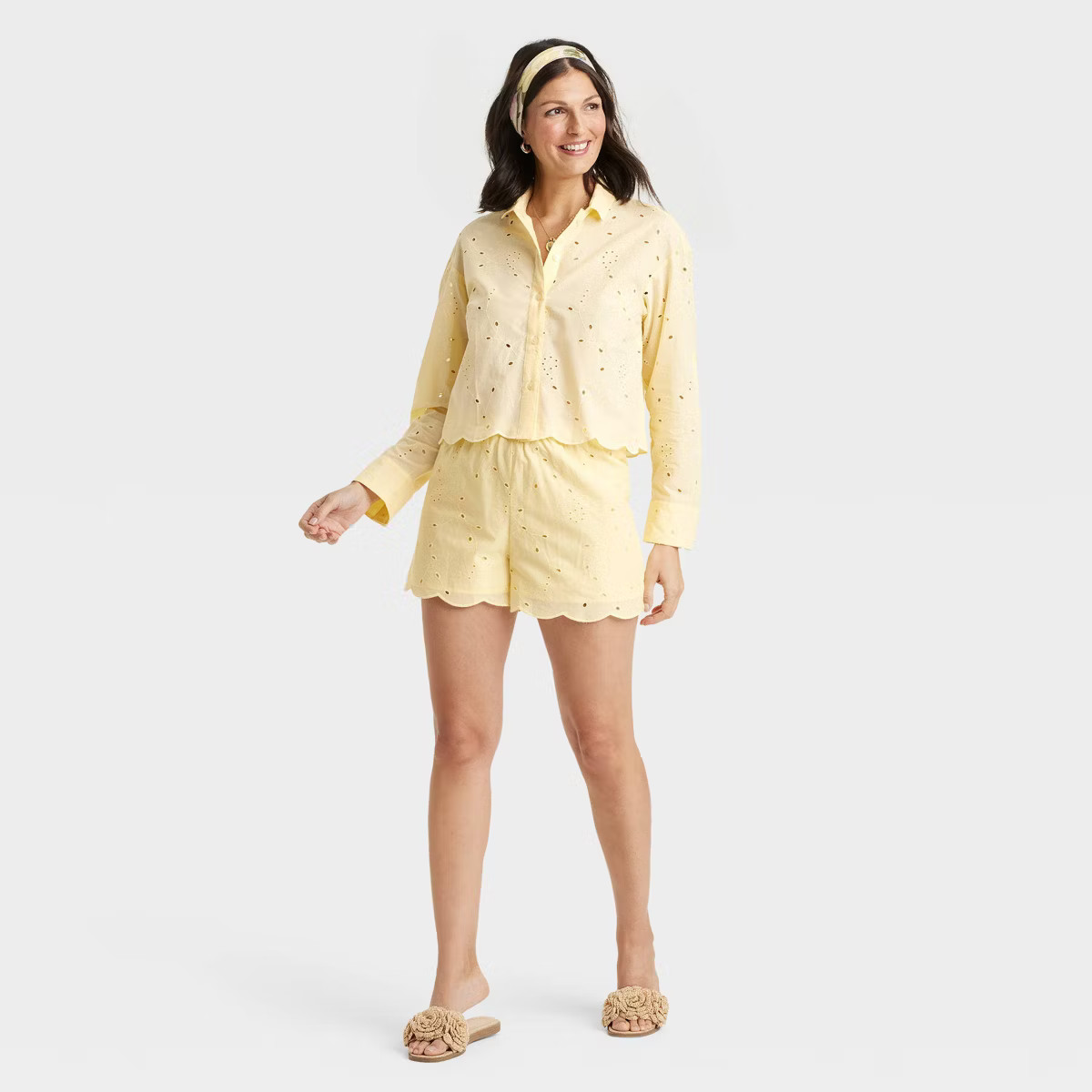 Women's High-Rise Eyelet Boxer Pull-On Shorts - A New Day™ | Target