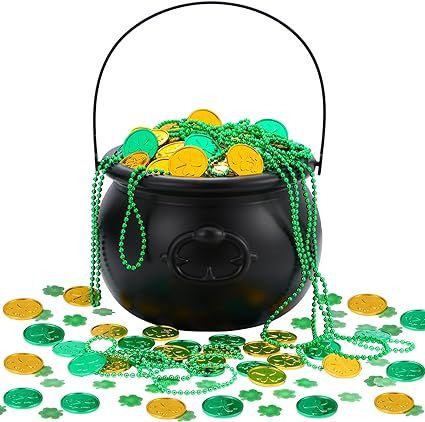 Poen 321 Pcs St Patrick's Day Cauldrons Set Including Plastic Cauldrons Coins Shamrock Confetti a... | Amazon (US)