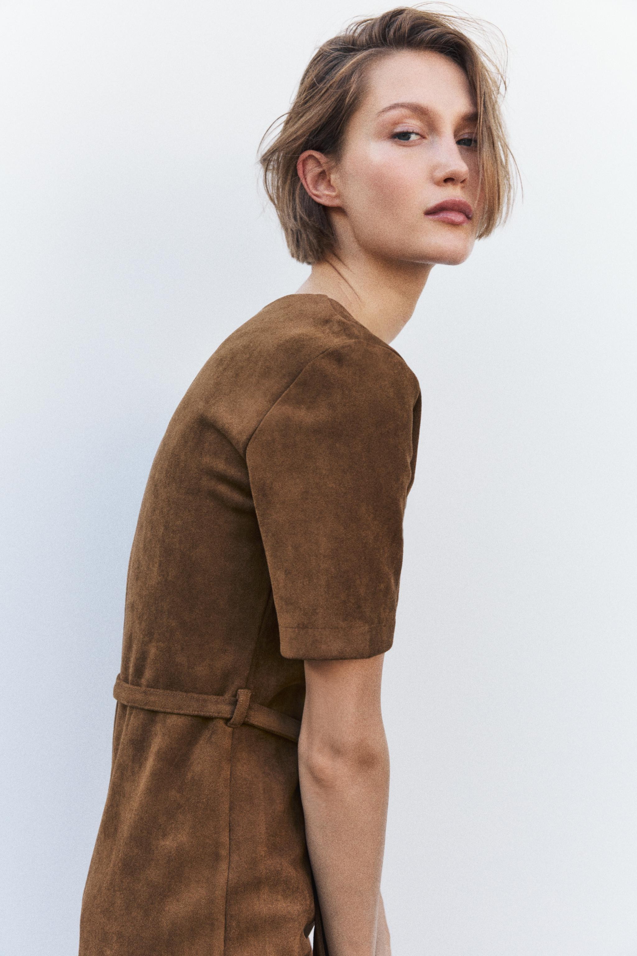 SUEDE-EFFECT BELTED DRESS | Zara UK