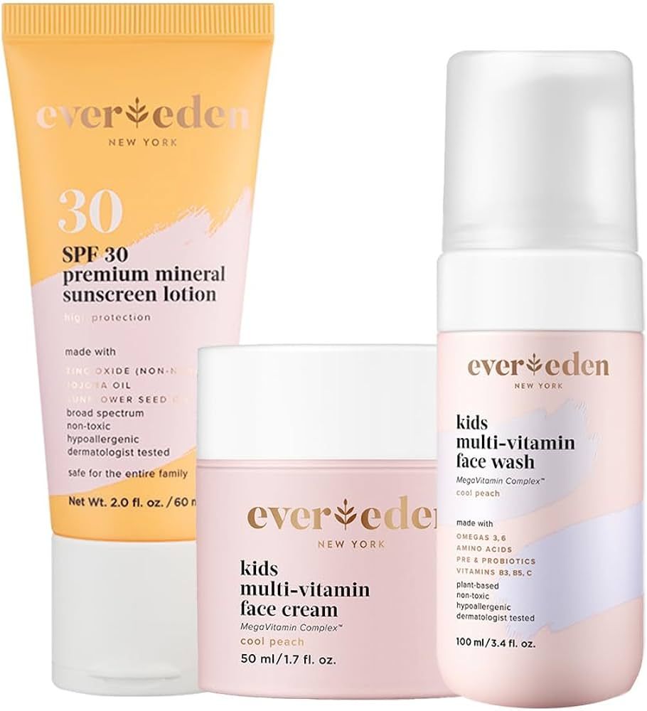 Evereden Daily 1-2-3 Routine Bundle: Clean & Vegan Skin Care Set for Kids - Hydrating & Nourishin... | Amazon (US)