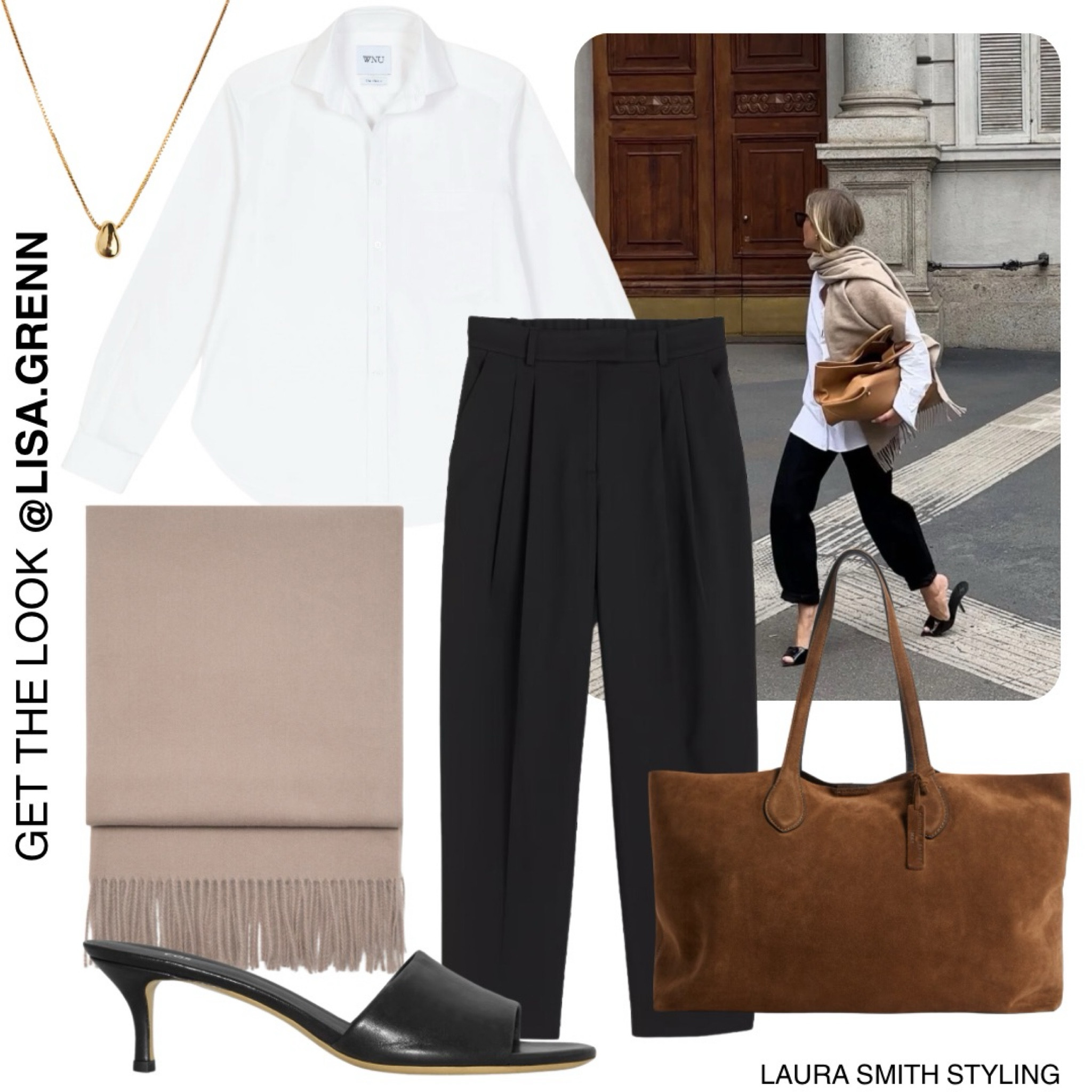 An elevated autumn look - an oversized white shirt, an oversized scarf and an oversized suede bag  

#LTKstyletip #LTKuk #LTKautumn