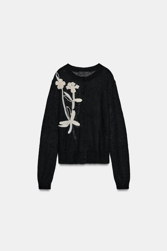 FLORAL EMBROIDERY CARDIGAN | Zara US