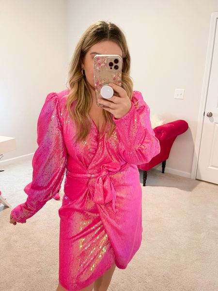 Pink sequin dress 

#LTKcurves #LTKunder100 #LTKstyletip