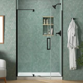 Echelon 48 in. x 70 in. Pivot Frameless Shower Door in Matte Black with Clear Glass | The Home Depot