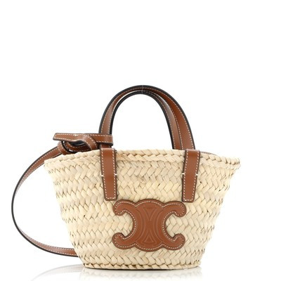 Celine Triomphe Basket Shoulder Bag Raffia with Leather Teen | eBay US