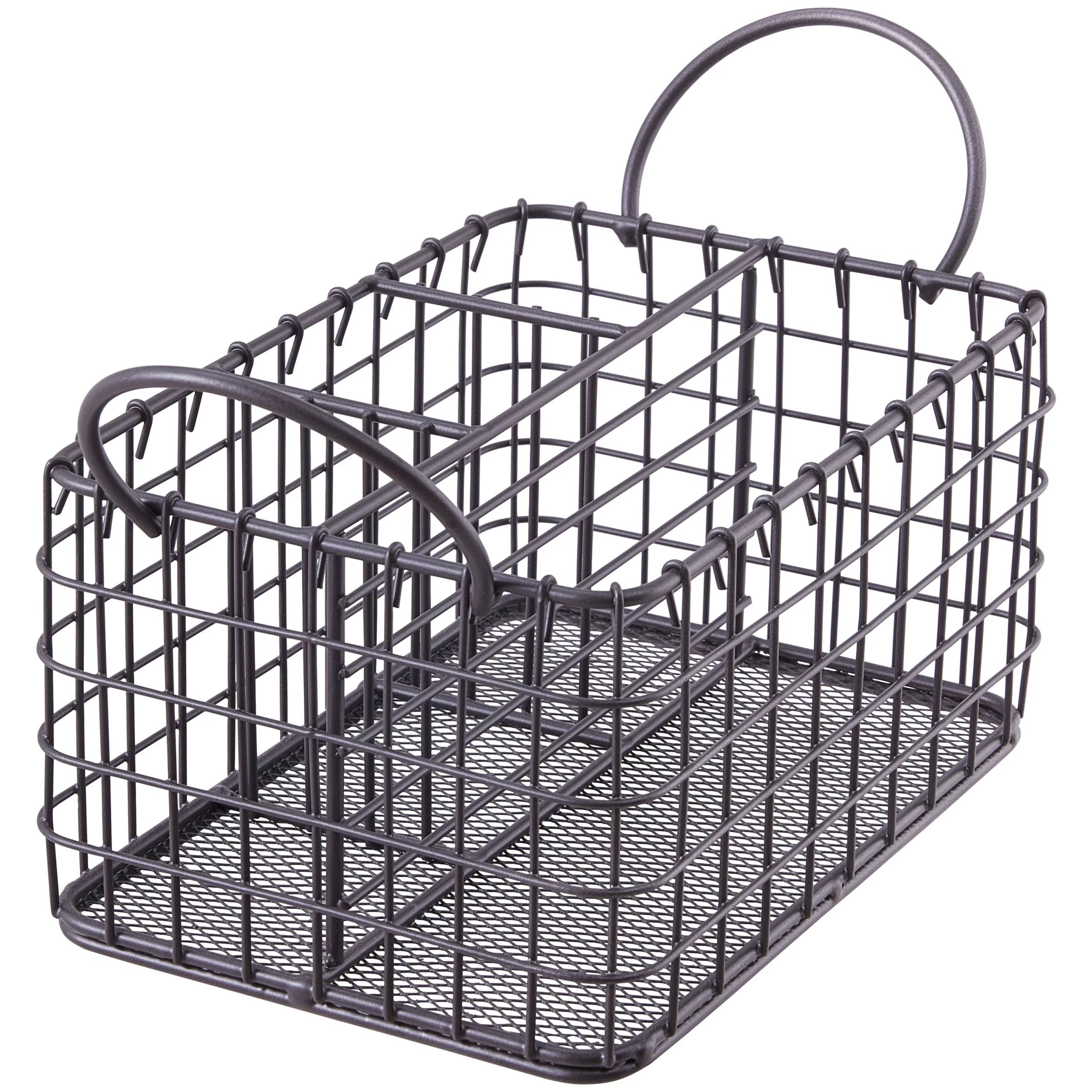 Better Homes & Gardens Antiqued Grey Wire Caddy with Handles | Walmart (US)