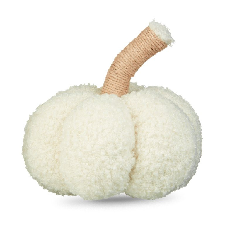 Way to Celebrate Harvest 6in Height Cream Fabric Pumpkin Tabletop Decoration | Walmart (US)