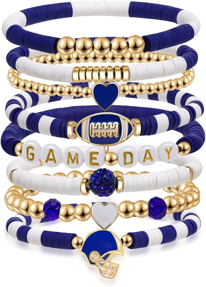 Artlunar Game Day Football Charm Bracelet: Stackable Sports Jewelry for Moms & Dads - Perfect for... | Amazon (US)
