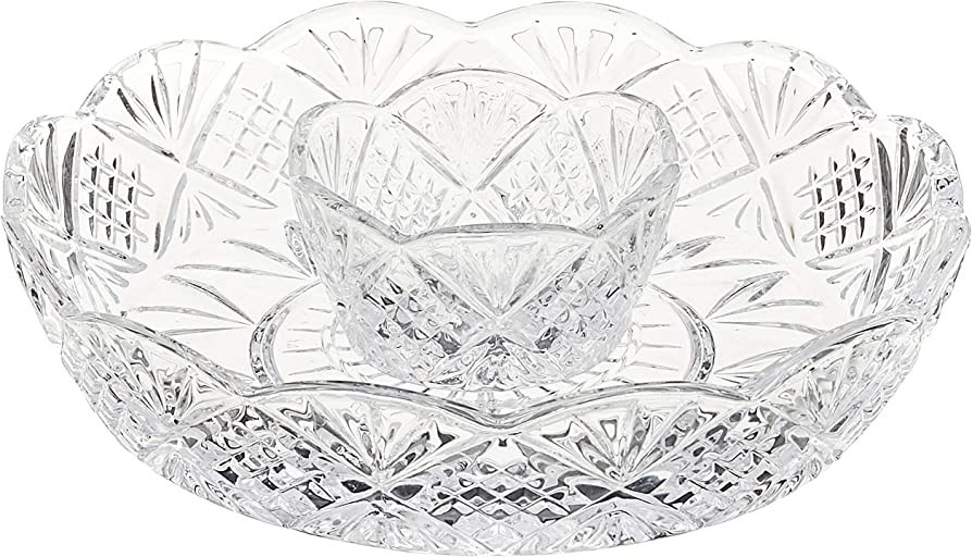 Godinger Crystal Appetizer Serving Platter for Parties Chips and Dip or Snacks Hosting Plate | Amazon (US)