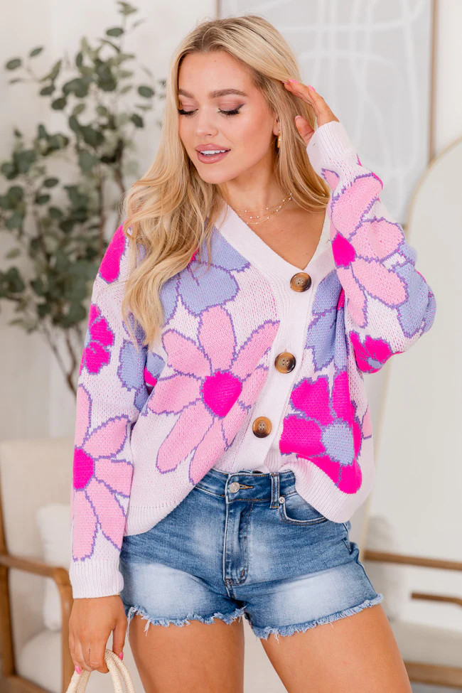 One Last Chance Pink And Purple Floral Cardigan | Pink Lily