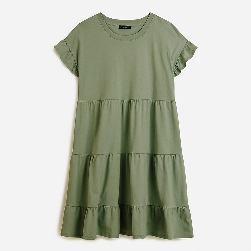 Tiered dress in broken-in jersey | J. Crew US