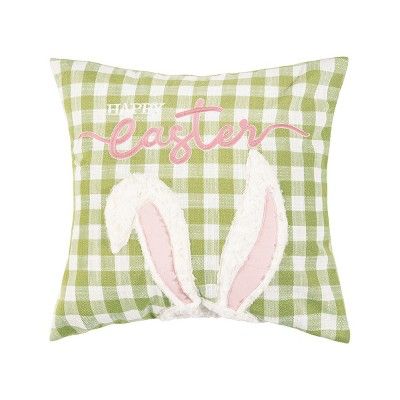 C&F Home 18" x 18" Easter Bunny Ears Spring Embroidered Throw Pillow | Target